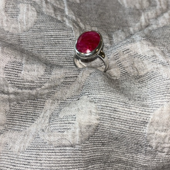 Red Ruby Oval ring, July birthstone silver ring, 925 silver rings Sizes 6, 7, 8 - Picture 9 of 10